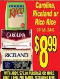 Pioneer Supermarkets Carolina, Riceland or Rico Rice offer