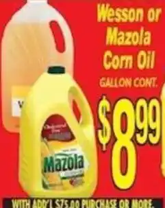 Pioneer Supermarkets Wesson or Mazola Corn Oil offer