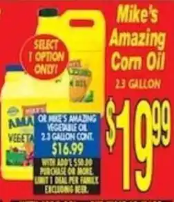 Pioneer Supermarkets Mike's Amazing Corn Oil offer