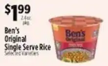 Pioneer Supermarkets Ben's Original Single Serve Rice offer