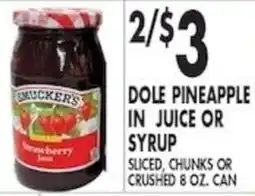 Pioneer Supermarkets Dole pineapple in juice or syrup offer