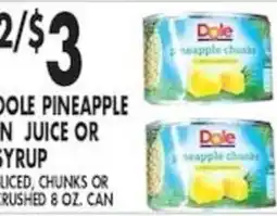 Pioneer Supermarkets Dole pineapple juice or syrup offer