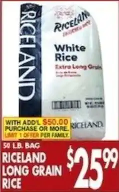 Pioneer Supermarkets Riceland long grain rice offer