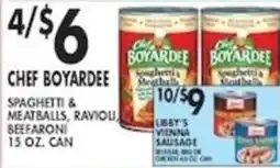 Pioneer Supermarkets Chef boyardee spaghetti & meatballs, ravioli, beefaroni offer
