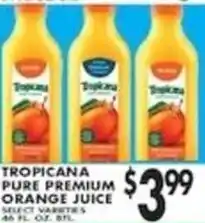Pioneer Supermarkets Tropicana pure premium orange juice offer