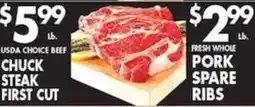 Pioneer Supermarkets Usda choice beef chuck steak first cut offer