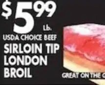 Pioneer Supermarkets Usda choice beef sirloin tip london broil offer