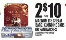 Extra Supermarket Magnum ice cream bars, klondike bars or sandwiches offer