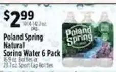 Pioneer Supermarkets Poland Spring Natural Spring Water 6 Pack offer