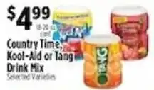 Pioneer Supermarkets Country Time, Kool-Aid or Tang Drink Mix offer