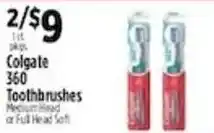 Pioneer Supermarkets Colgate 360 Toothbrushes offer