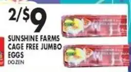 Pioneer Supermarkets Sunshine Farms cage free jumbo eggs offer