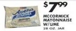 Pioneer Supermarkets McCormick mayonnaise w/lime offer