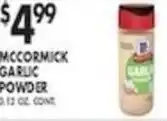 Pioneer Supermarkets McCormick garlic powder offer