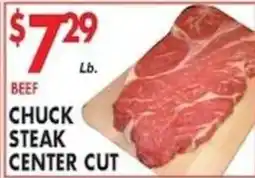 Pioneer Supermarkets BEEF CHUCK STEAK CENTER CUT offer