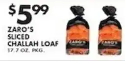 Pioneer Supermarkets Zaro's sliced challah loaf offer