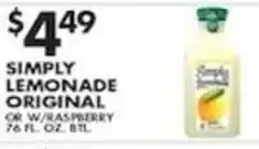 Pioneer Supermarkets Simply lemonade original offer