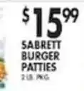 Pioneer Supermarkets Sabrett burger patties offer