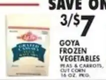 Pioneer Supermarkets Goya frozen vegetables offer