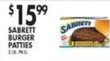 Pioneer Supermarkets Sabrett burger patties offer