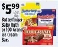 Pioneer Supermarkets Butterfinger Baby Ruth 100 Grand Ice Cream Bars offer