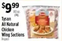 Pioneer Supermarkets Tyson all natural chicken wing sections offer