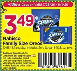 Tops Nabisco Family Size Oreo offer