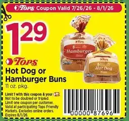 Tops Tops Hot Dog or Hamburger Buns offer