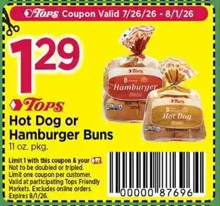 Tops Hot Dog or Hamburger Buns