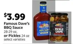 Fareway Famous Dave's BBQ Sauce or Pickles offer