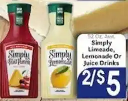 Caledonia Marketplace Simply Limeade, Lemonade Or Juice Drinks offer