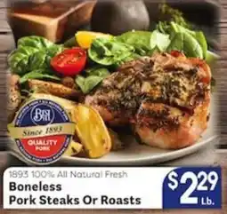 Caledonia Marketplace 1893 boneless pork steaks or roasts offer