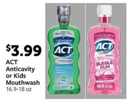 Fareway ACT Anticavity or Kids Mouthwash offer