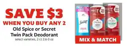 Fareway Old Spice or Secret Twin Pack Deodorant offer