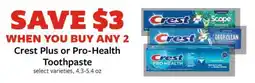 Fareway Crest Plus or Pro-Health Toothpaste offer