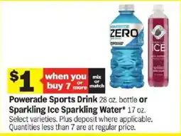 Meijer Powerade Sports Drink or Sparkling Ice Sparkling Water offer