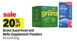 Meijer Gruns Superfood and Nello Supplement Powders offer