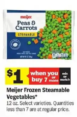 Meijer Meijer Frozen Steamable Vegetables offer