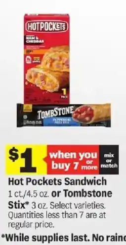 Meijer Hot Pockets Sandwich or Tombstone Stix offer