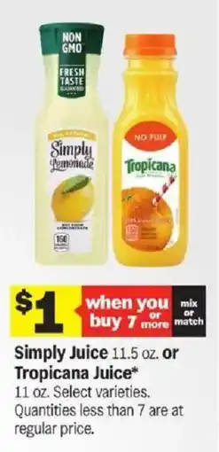 Meijer Simply Juice or Tropicana Juice offer