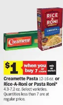Meijer Creamette Pasta or Rice-A-Roni or Pasta Roni offer