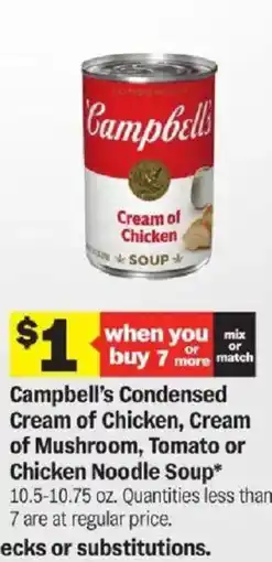 Meijer Campbell's Condensed Cream of Chicken, Cream of Mushroom, Tomato or Chicken Noodle Soup offer