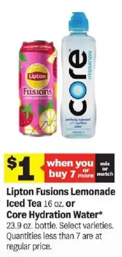 Meijer Lipton Fusions Lemonade Iced Tea or Core Hydration Water offer