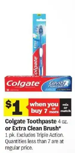 Meijer Colgate Toothpaste or Extra Clean Brush offer