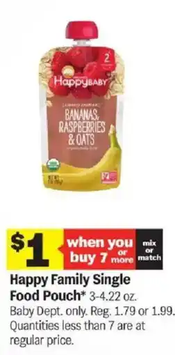 Meijer Happy Family Single Food Pouch offer