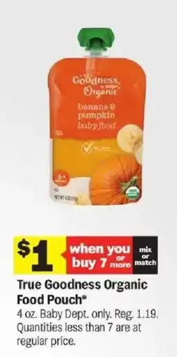 Meijer True Goodness Organic Food Pouch offer