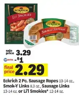 Meijer Eckrich sausage ropes, smok-y links, sausage links or li'l smokies offer