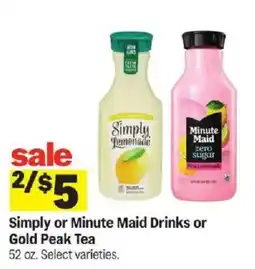 Meijer Simply or Minute Maid Drinks or Gold Peak Tea offer