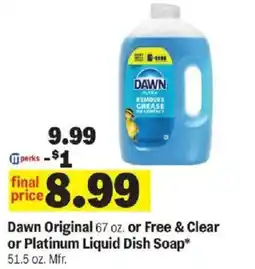 Meijer Dawn Original Liquid Dish Soap offer