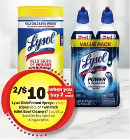 Meijer Lysol Disinfectant Sprays Wipes or Twin Pack Toilet Bowl Cleaners offer